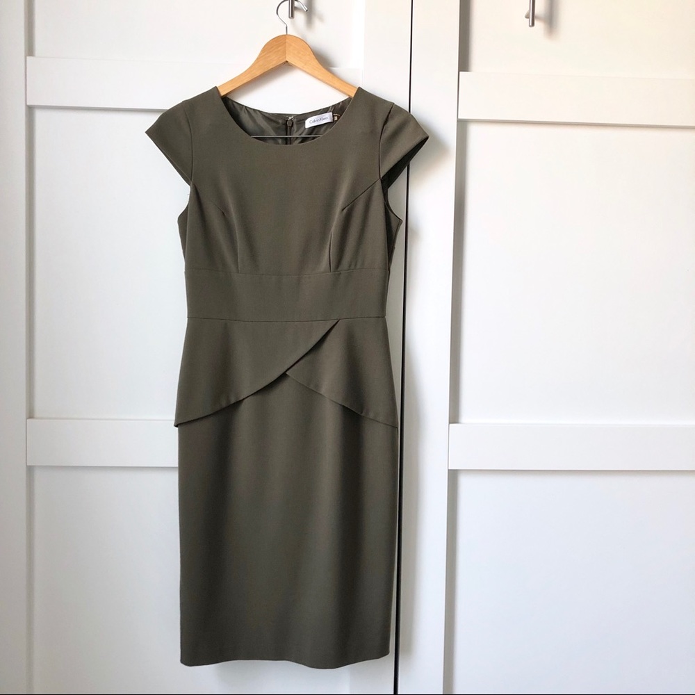 Olive green Calvin Klein Sheath Dress